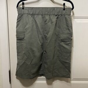 Liz Claiborne Womens 6 Khaki Utility Skirt Linen Cotton Blend Preppy